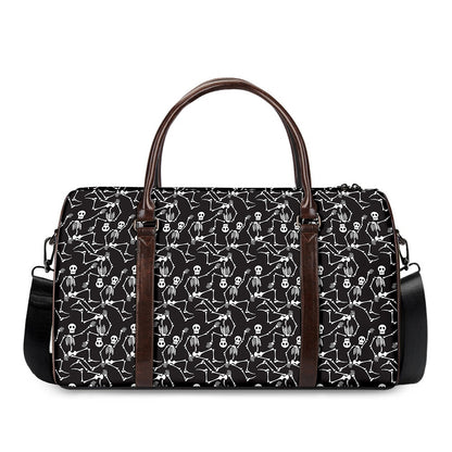 Black And White Skeleton Pattern Print Duffle Bag