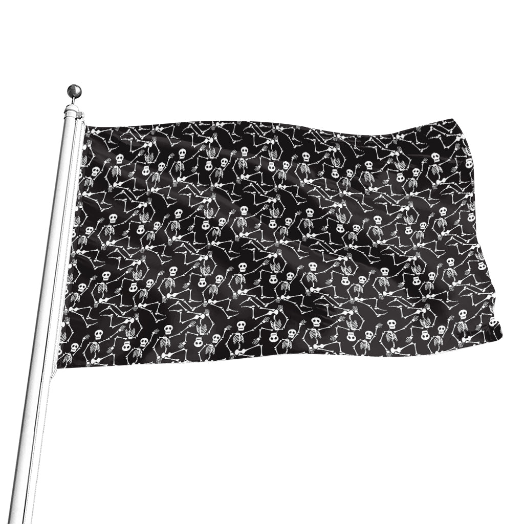 Black And White Skeleton Pattern Print Flag