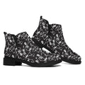 Black And White Skeleton Pattern Print Flat Ankle Boots
