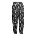 Black And White Skeleton Pattern Print Fleece Lined Knit Pants