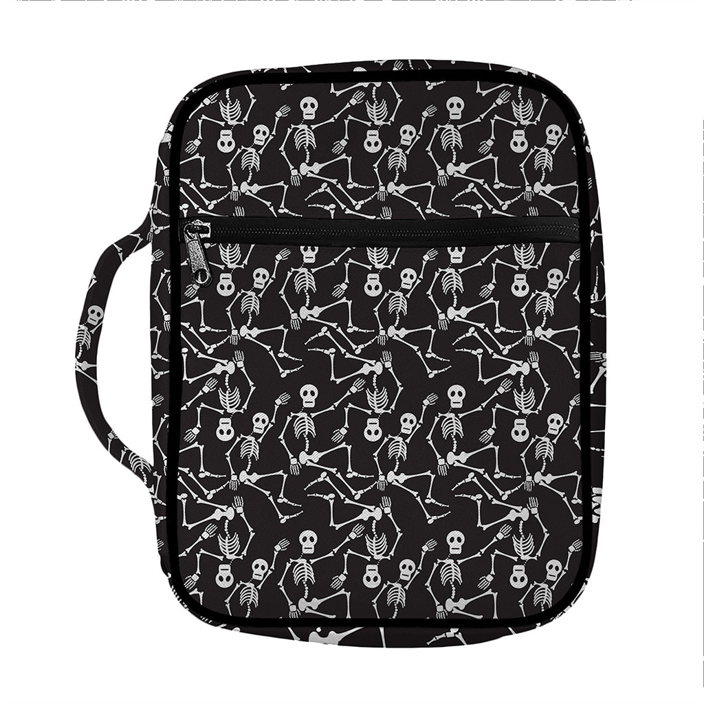 Black And White Skeleton Pattern Print Front Pocket Bible Bag