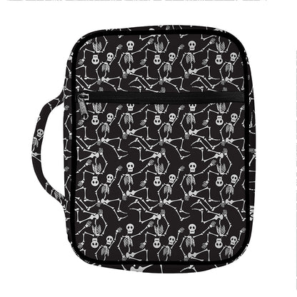 Black And White Skeleton Pattern Print Front Pocket Bible Bag