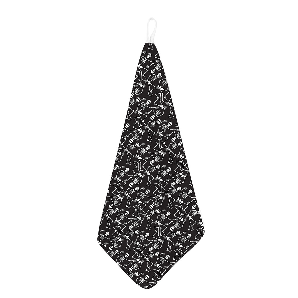 Black And White Skeleton Pattern Print Hand Towel
