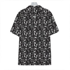 Black And White Skeleton Pattern Print Hawaiian Shirt