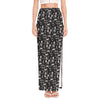 Black And White Skeleton Pattern Print High Slit Maxi Skirt