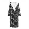 Black And White Skeleton Pattern Print Hooded Bathrobe