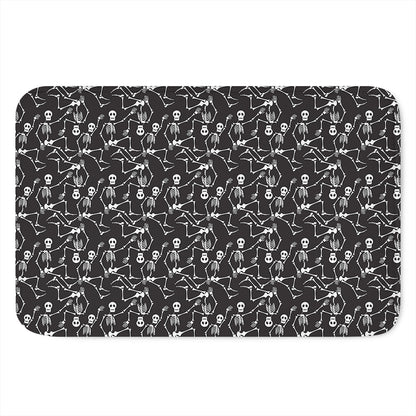 Black And White Skeleton Pattern Print Indoor Door Mat