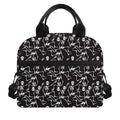 Black And White Skeleton Pattern Print Insulated Lunch Bag