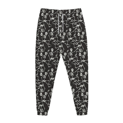 Black And White Skeleton Pattern Print Jogger Pants