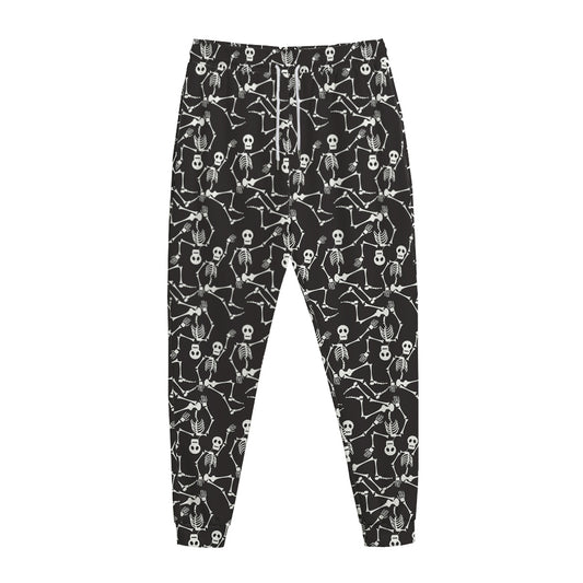Black And White Skeleton Pattern Print Jogger Pants