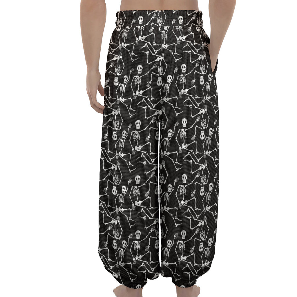 Black And White Skeleton Pattern Print Lantern Pants