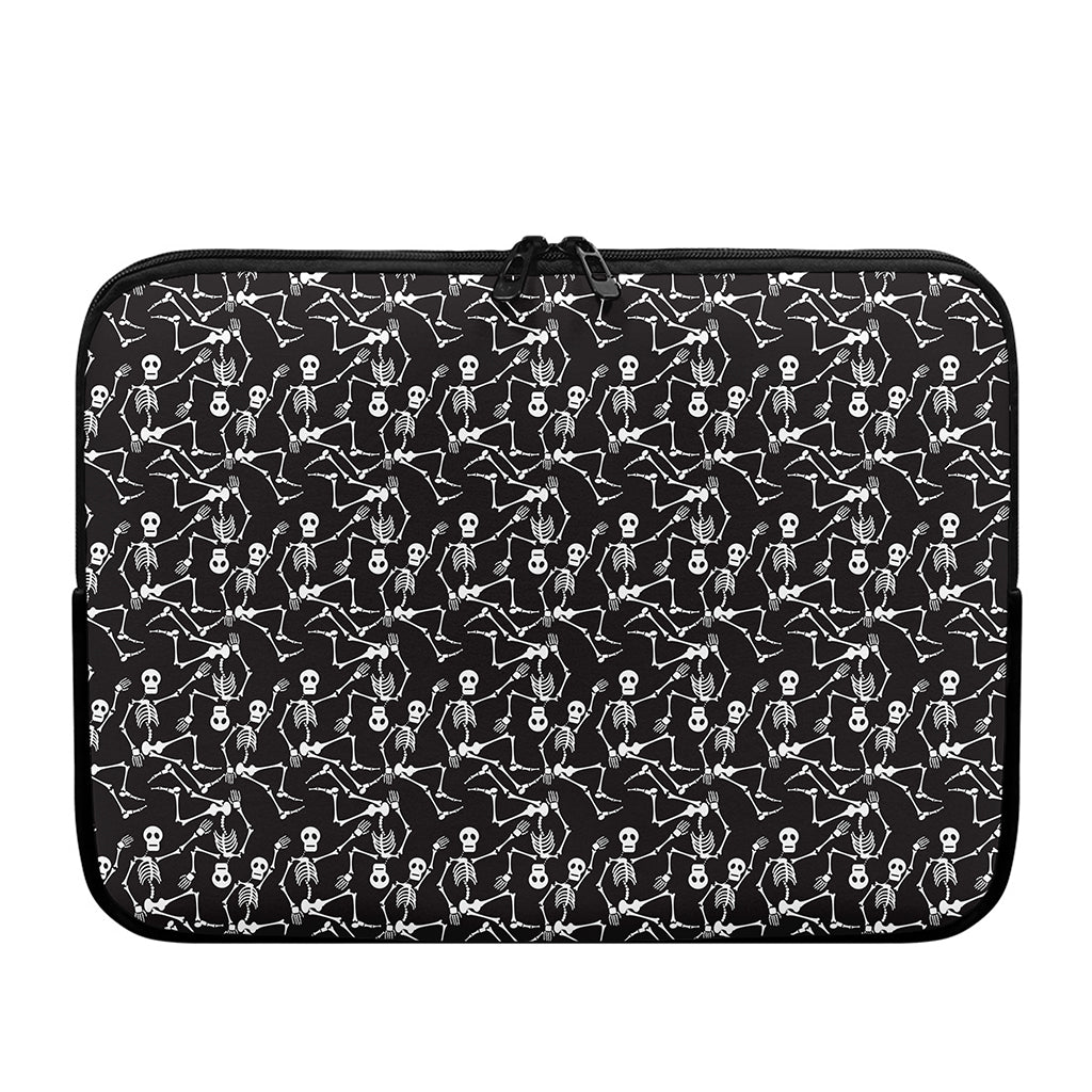 Black And White Skeleton Pattern Print Laptop Sleeve