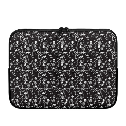 Black And White Skeleton Pattern Print Laptop Sleeve