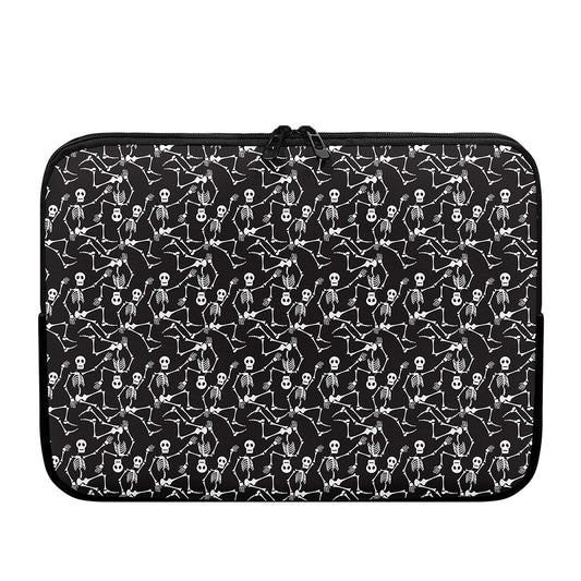 Black And White Skeleton Pattern Print Laptop Sleeve