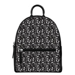 Black And White Skeleton Pattern Print Leather Backpack