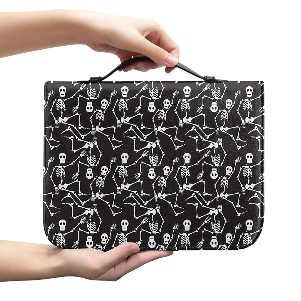 Black And White Skeleton Pattern Print Leather Bible Cover