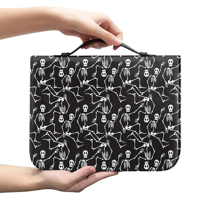 Black And White Skeleton Pattern Print Leather Bible Cover
