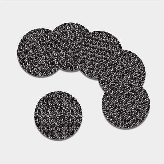 Black And White Skeleton Pattern Print Leather Coaster Set