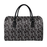 Black And White Skeleton Pattern Print Leather Duffle Bag