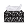 Black And White Skeleton Pattern Print Leather Tissue Box Cover