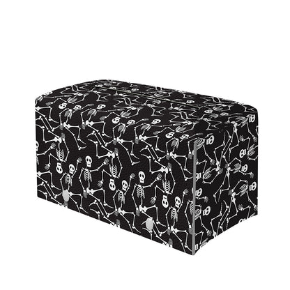 Black And White Skeleton Pattern Print Leather Tissue Box Cover