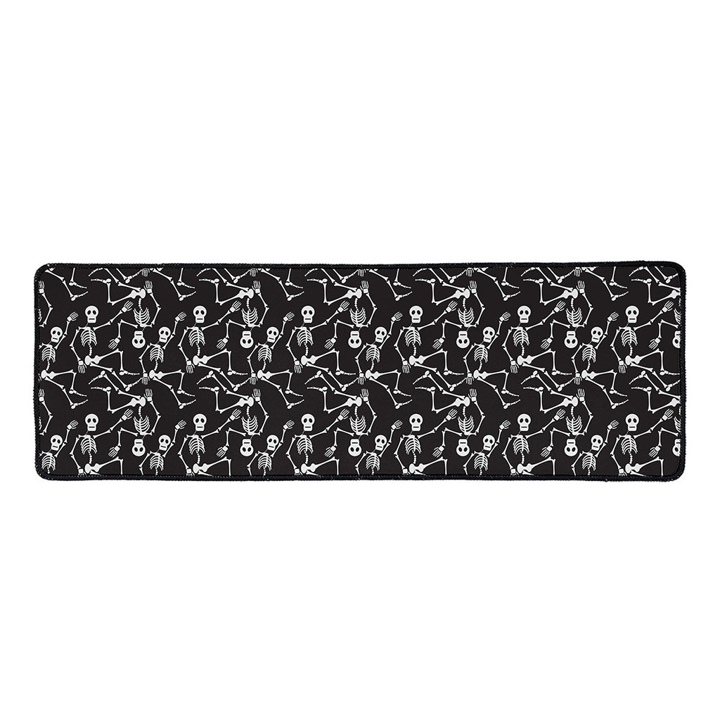 Black And White Skeleton Pattern Print Long Kitchen Mat