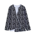 Black And White Skeleton Pattern Print Long Sleeve Short Coat