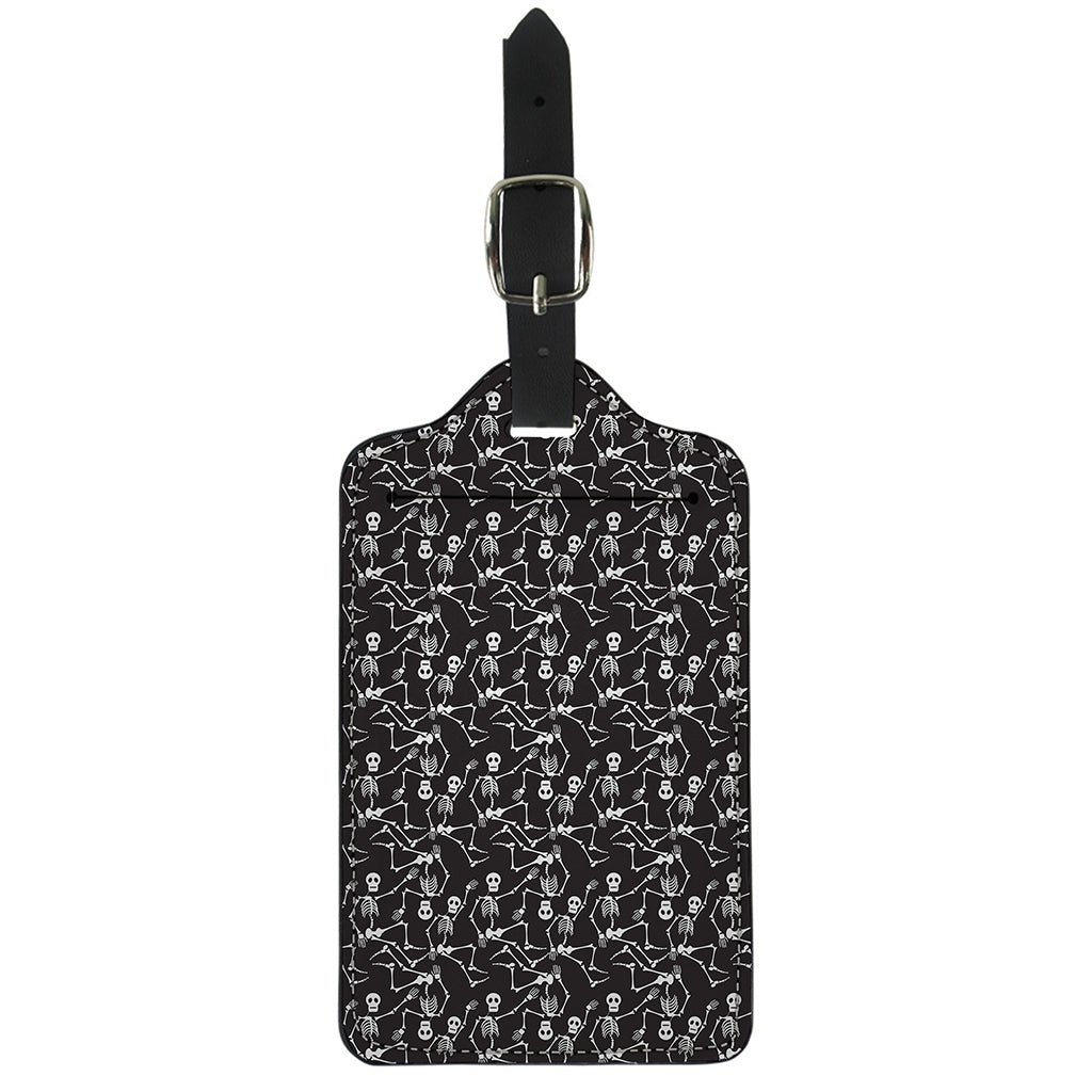 Black And White Skeleton Pattern Print Luggage Tag