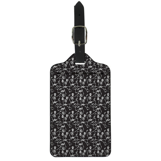 Black And White Skeleton Pattern Print Luggage Tag