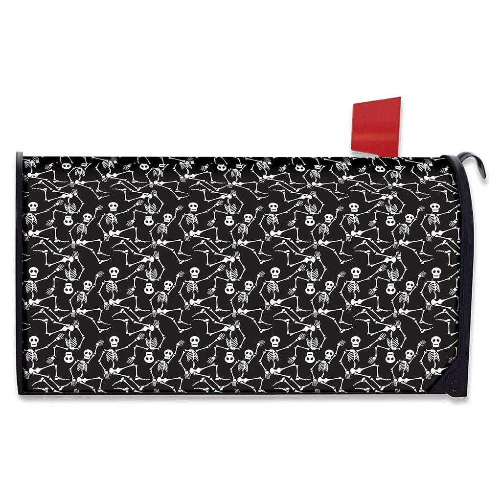 Black And White Skeleton Pattern Print Mailbox Cover
