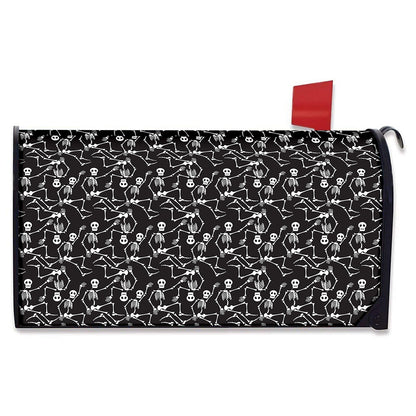 Black And White Skeleton Pattern Print Mailbox Cover