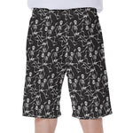 Black And White Skeleton Pattern Print Men's Beach Shorts