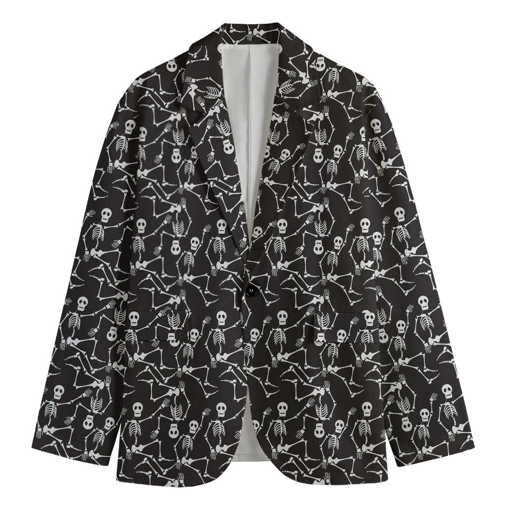 Black And White Skeleton Pattern Print Men's Blazer