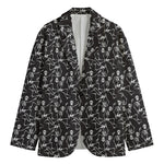 Black And White Skeleton Pattern Print Men's Blazer