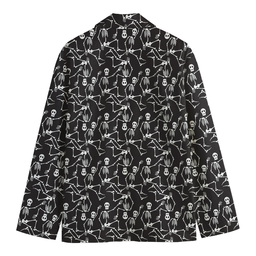 Black And White Skeleton Pattern Print Men's Blazer