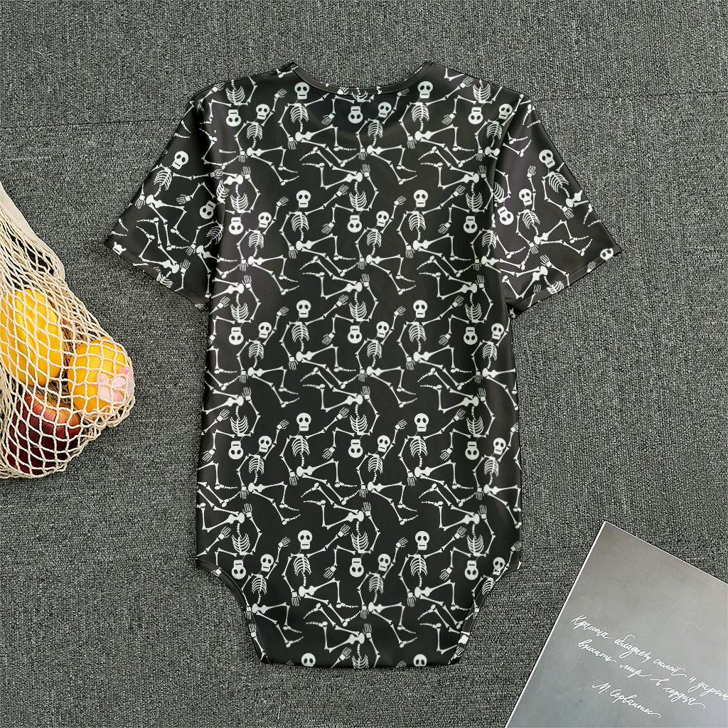 Black And White Skeleton Pattern Print Men's Bodysuit