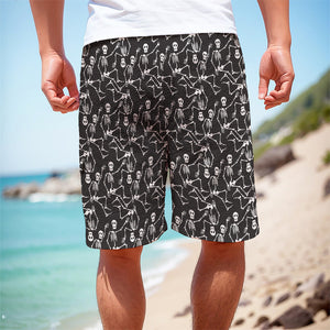 Black And White Skeleton Pattern Print Men's Cargo Shorts