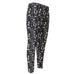 Black And White Skeleton Pattern Print Men's Compression Pants