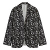 Black And White Skeleton Pattern Print Men's Cotton Blazer