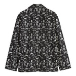 Black And White Skeleton Pattern Print Men's Cotton Blazer