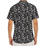 Black And White Skeleton Pattern Print Men's Deep V-Neck Shirt