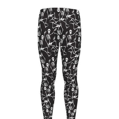 Black And White Skeleton Pattern Print Men's leggings