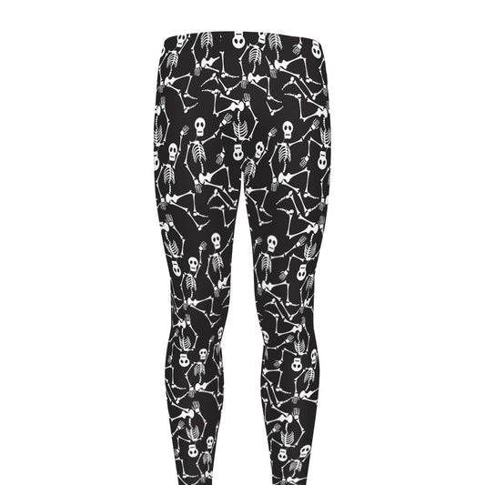 Black And White Skeleton Pattern Print Men's leggings