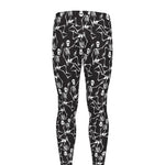 Black And White Skeleton Pattern Print Men's leggings