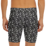 Black And White Skeleton Pattern Print Men's Long Boxer Briefs