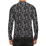 Black And White Skeleton Pattern Print Men's Long Sleeve Rash Guard