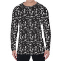 Black And White Skeleton Pattern Print Men's Long Sleeve T-Shirt