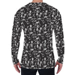 Black And White Skeleton Pattern Print Men's Long Sleeve T-Shirt