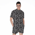 Black And White Skeleton Pattern Print Men's Romper