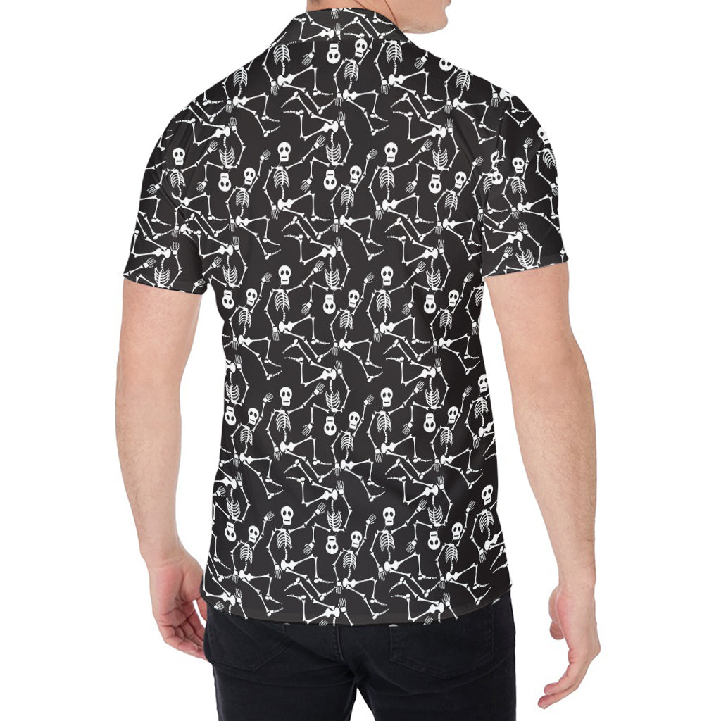 Black And White Skeleton Pattern Print Men's Shirt